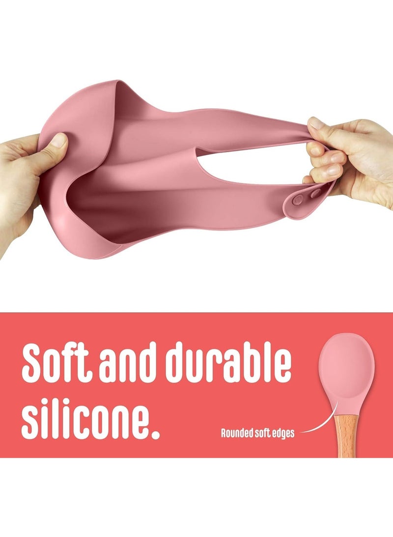 Silicone Baby Feeding Set with Suction Bowl, Bear Plate, Bib and Utensils, Random Colour - Image 3